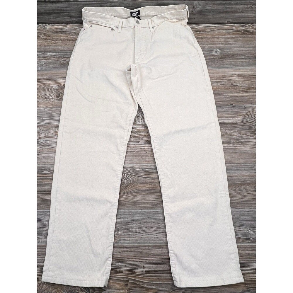 Lands' End Beige Corduroy Pants Men's 5 Pocket Stretch 36 x 31.5 Preppy